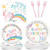 96Pcs Pastel Unicorn Party Supplies Unicorn Paper Plates Napkins