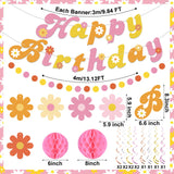 Daisy Groovy Party Decoration Boho Happy Birthday Banner Hanging