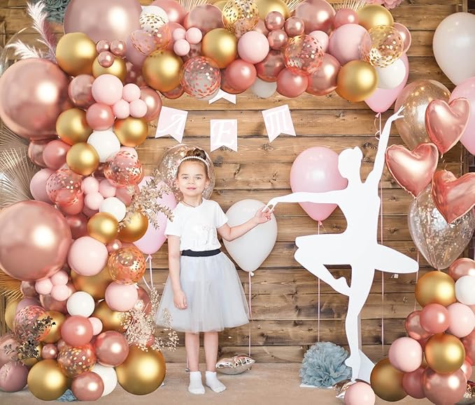 Amandir Rose Gold Balloons Garland Arch Kit, 150pcs Rose Gold Pink