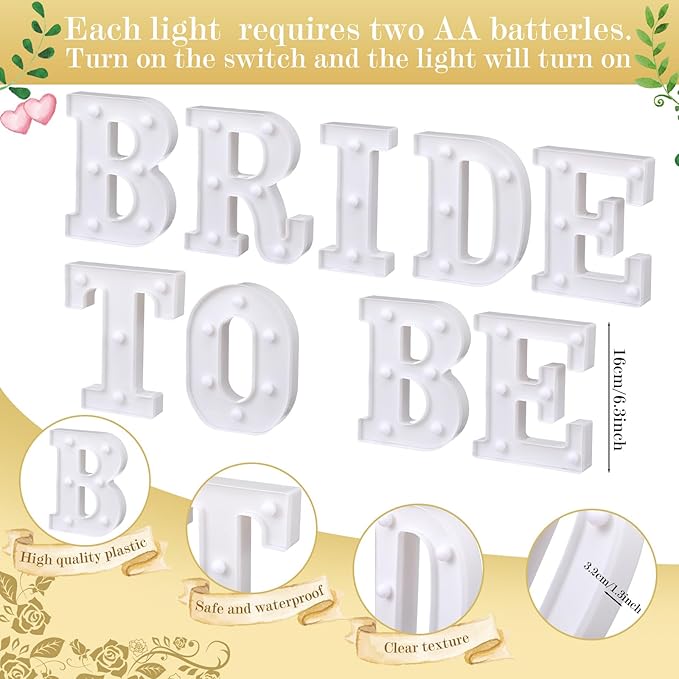 9 Pcs Bachelorette Party Decorations Bride to Be Lights up Sign