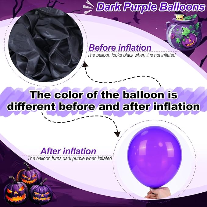 Halloween Balloon Garland 146 Pcs Purple Green Black Orange Balloons