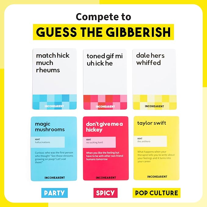 Incohearent, The Guess The Gibberish Party Game by Relatable, A Funny