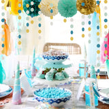 Teal-Blue Mint Beige-Gold Party Decorations - 30pcs Rustic Wedding