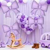 4Pcs Giant Bow Balloons, 97.5cm/38in Big Elegant Coquette Theme Purple
