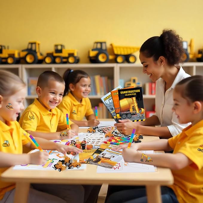 168Pcs Construction Party Favors Excavator Theme Coloring Books