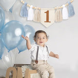 Boho Blue Handmade 1st Birthday High Chair Banner First Highchair