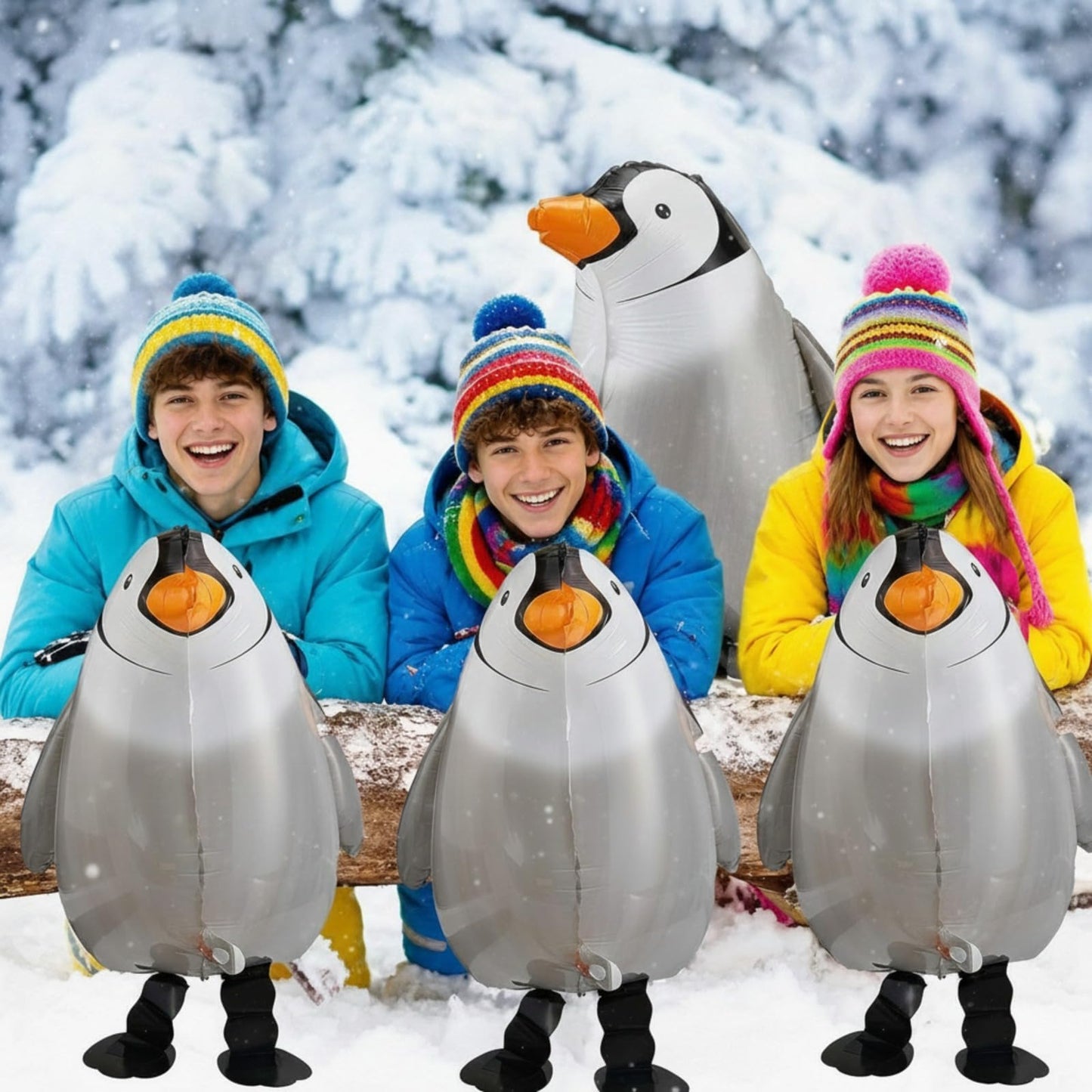 Aoriher 9 Pieces Walking Penguin Balloons Cute Funny Air Foil Animal