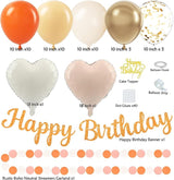Orange Peach Fall Boho Birthday Party Decorations 62pcs Happy