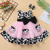 Newborn Toddler Baby Girl Green Christmas Outfits 2PCS Cow Princess