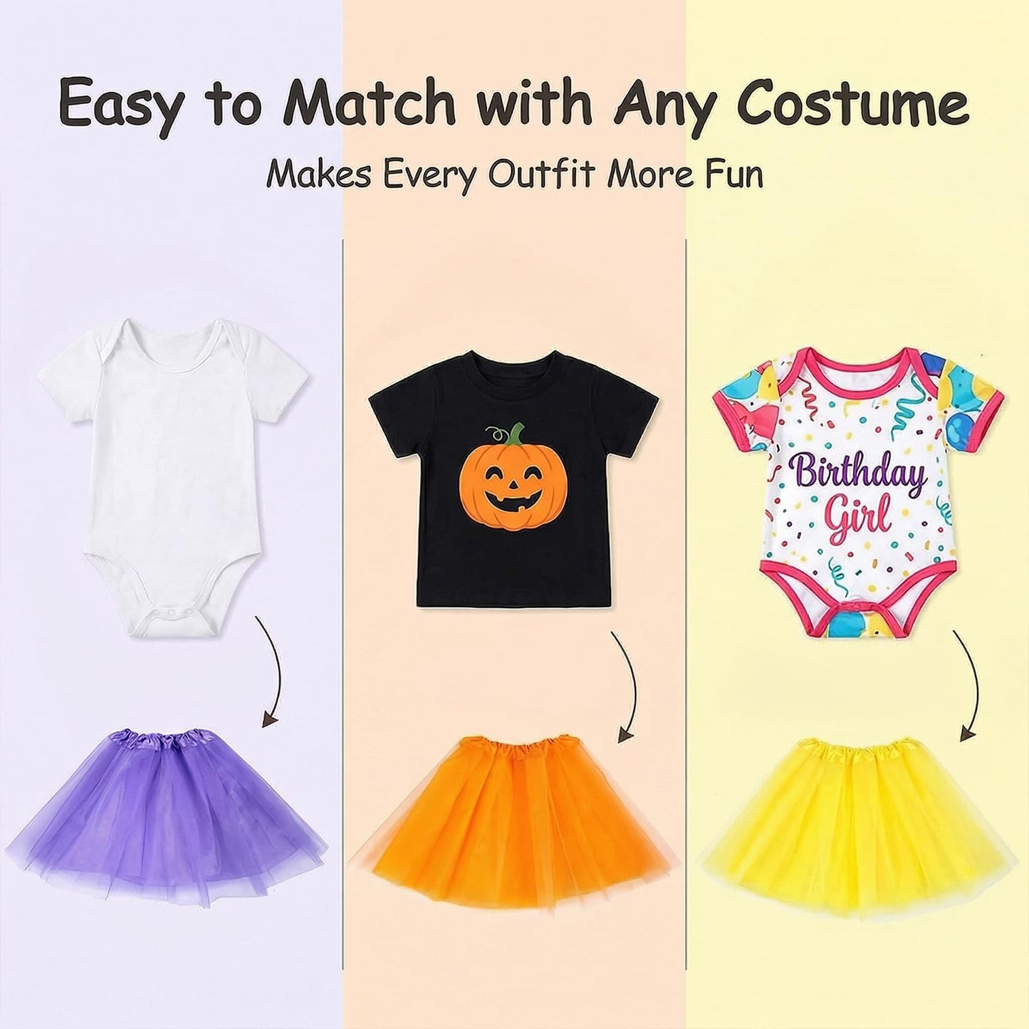 Koogel 4PCS Tutu for Toddler Girls, Multicolor Skirts for Toddler