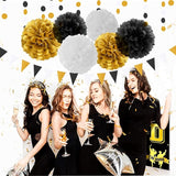 Black Gold Graduation Party Decorations 23pcs Kits Farewell Tissue