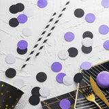 Purple Black and Silver Confetti Table Decoration for Birthday