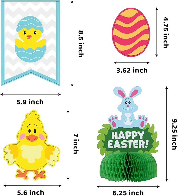 31 PCS Easter Decorations Spring Decor Egg Bunny Foil Swirl Party