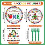 96Pcs Caterpillar 1st Birthday Party Plates and Napkins Hungry