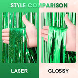Voircoloria 3 Pack 3.3 x 8.2 ft Laser Green Foil Fringe Backdrop