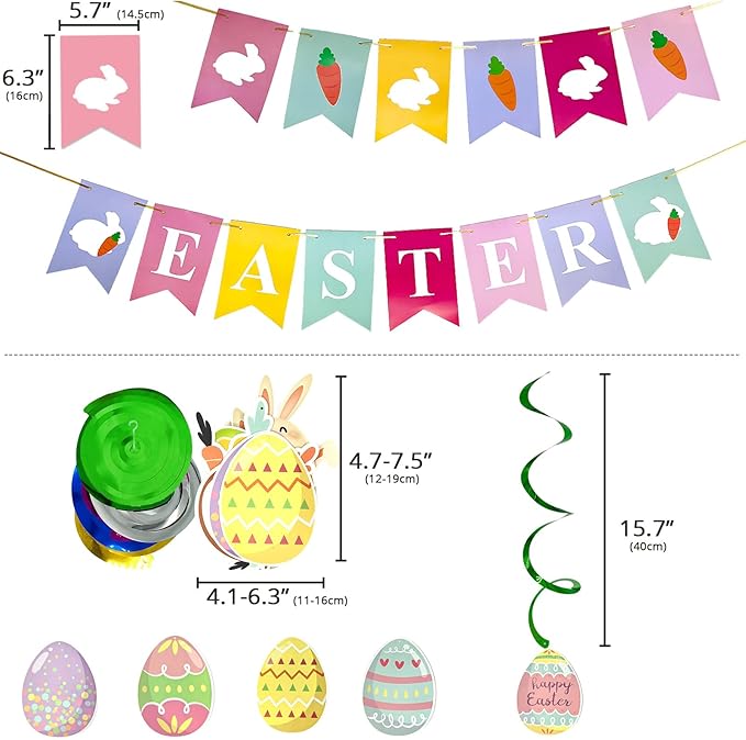 Easter Decorations Kit for Home Party Happy Easter Hanging
