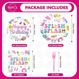 96Pcs Pool Party Decorations Pink Flamingo Pool Plates and Napkins
