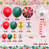 Christmas Balloon Arch Red Green Gold Balloon Garland Metallic