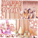 28pcs Rose Gold Birthday Balloons Party Decoration Set with Sequin