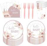120PCS Boho Baby Shower Party Plates and Napkins Cups Hello Baby