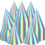 ZOIIWA 48 Pieces Iridescent Party Hats Rainbow Laser Themed Hat