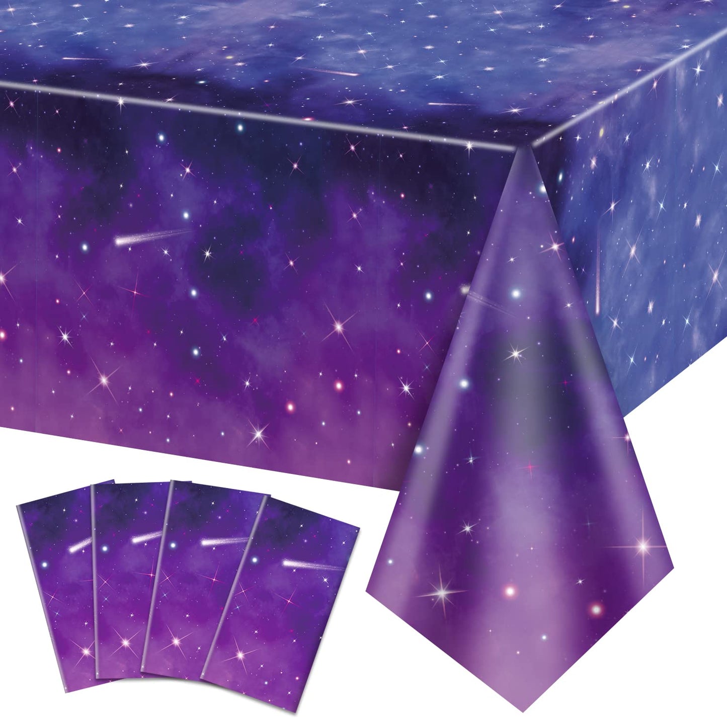 QUERICKY 4 Pack Space Galaxy Party Tablecloths, Starry Night