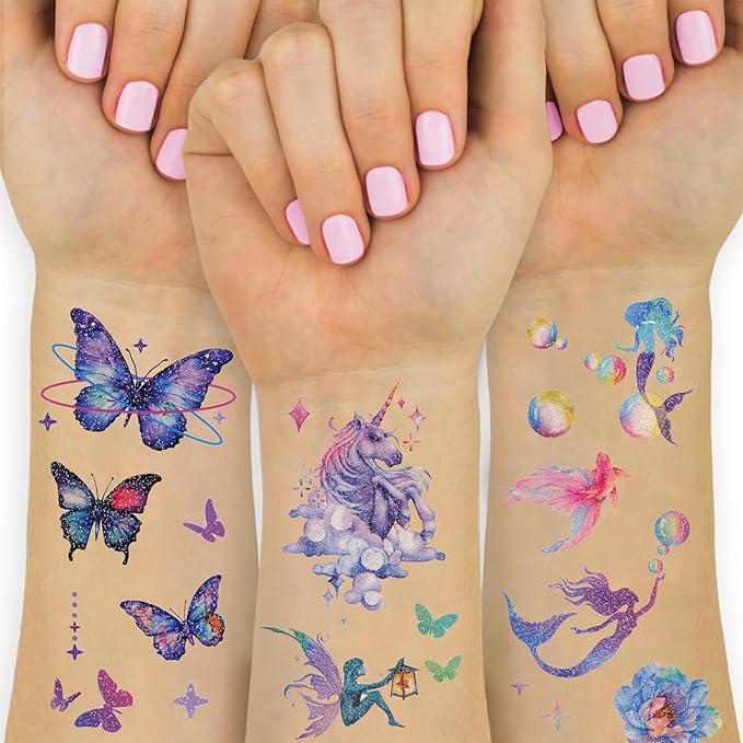 Ozepao Glitter Temporary Tattoos for Girls, 12 Sheets of Mixed