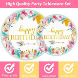 96 Pieces Happy Birthday Party Plates Napkins Boho Decorations Gold