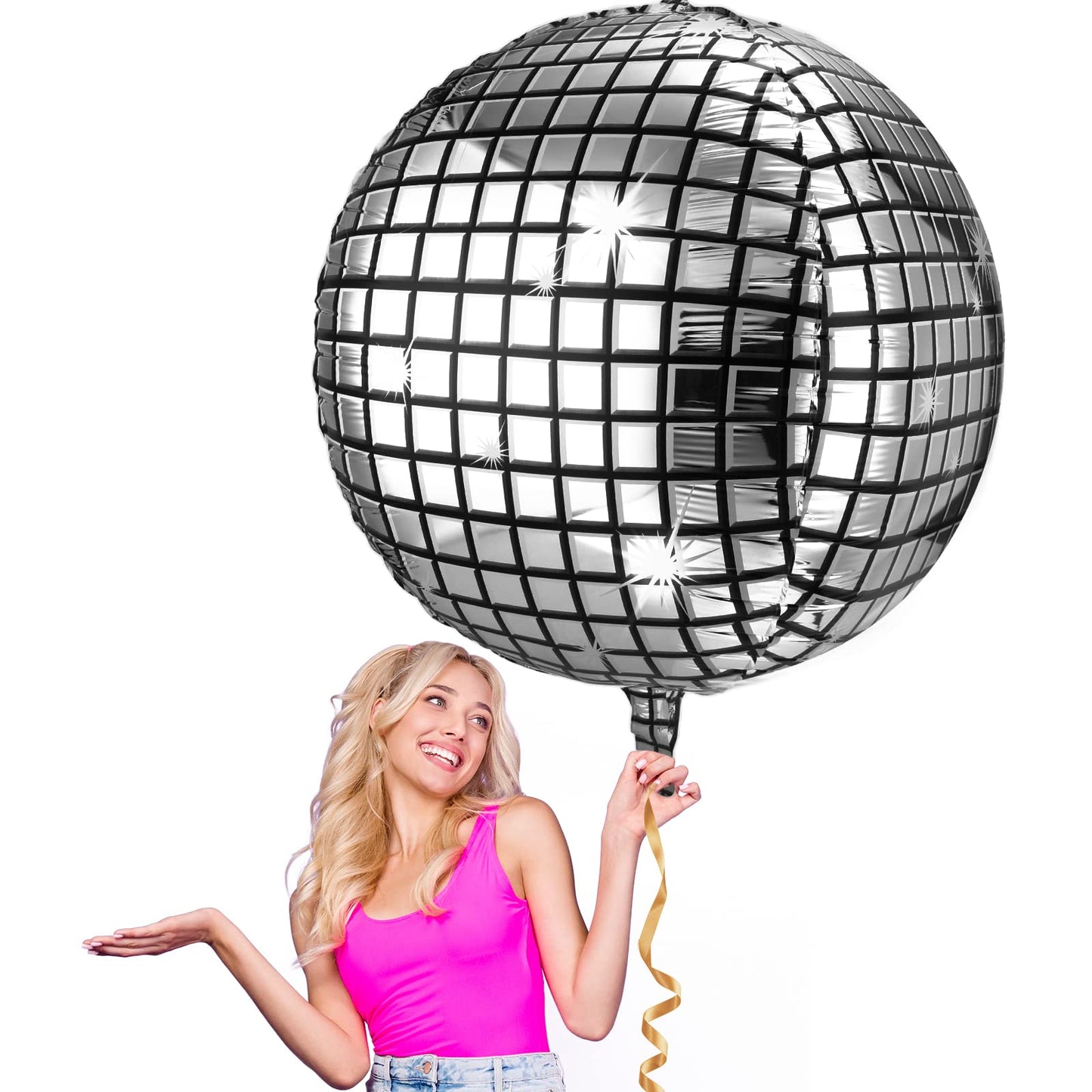 Leitee 18 Pcs 32 in Big Disco Ball Balloon 70s Disco Balloons Party