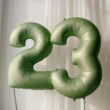 Sage Green Number 3 Balloon, 40In Large Foil Number Balloons Set 0-9