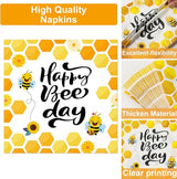 100 Pcs Bee 1st Birthday Party Supplies Paper Plates and Napkins Set