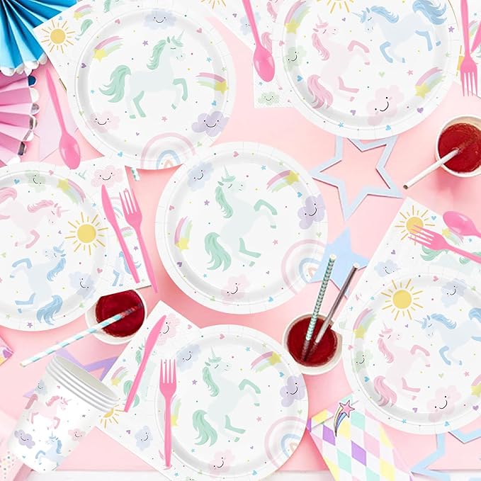 Unicorn Birthday Party Supplies for 24 Guests Magical Pastel Theme