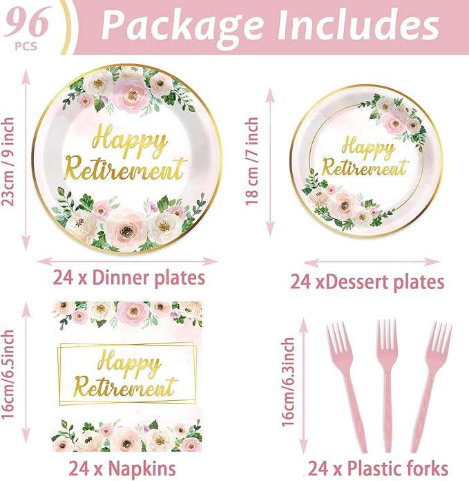 96Pcs Flower Retirement Party Decorations for Women White Peony