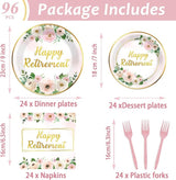 96Pcs Flower Retirement Party Decorations for Women White Peony