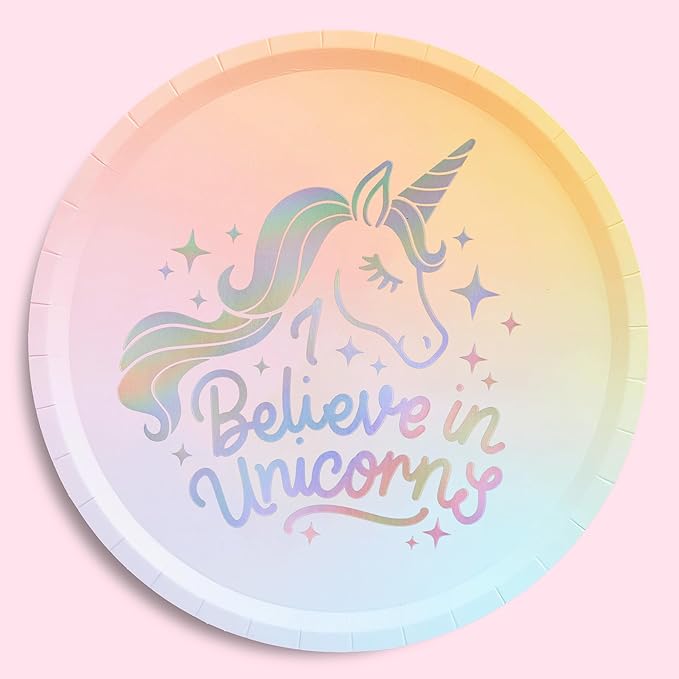 xo Fetti Unicorn Paper Plates 24 pk 9 Unicorn Birthday Party