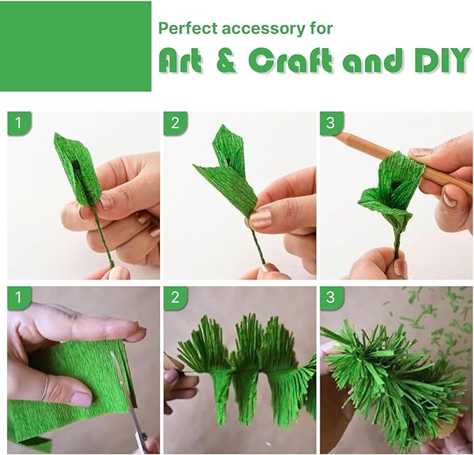 PartyWoo Green Crepe Paper Streamers 10 Rolls 820 ft Pack of Gold and