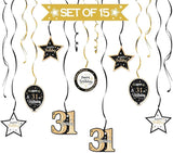 Happy 31st Birthday Black & Gold Balloon Set 31st Birthday Swirls