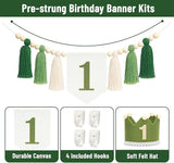 Wild One High Chair Banner Green Baby 1st Birthday Outfit Boy