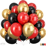 Red Black and Gold Balloons 60Pcs 12 Inch Red and Black Gold Party