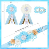 Boho Baby Shower Maternity Sash Kit - Blue Neutral Baby Shower Belly