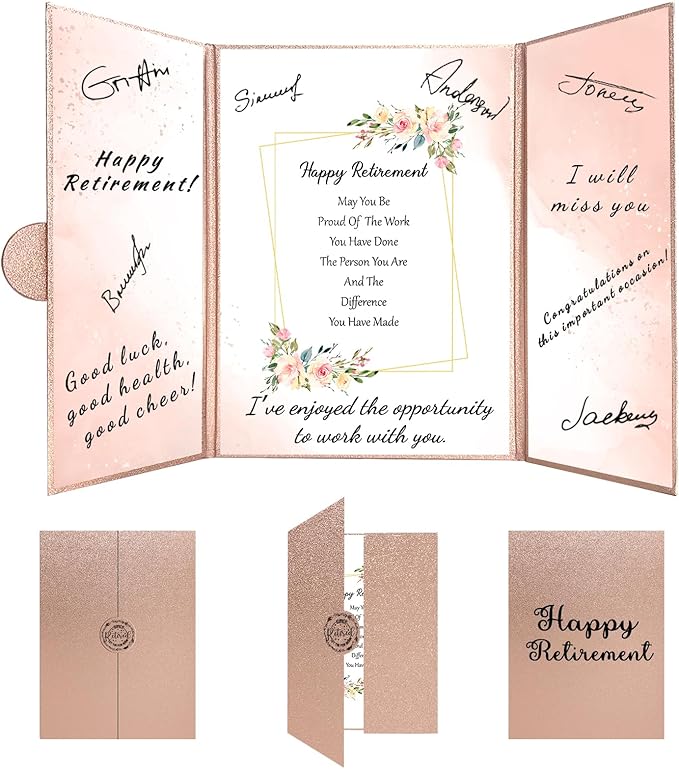 Retirement Rose Gold Guest Book Alternative Decorations for Women