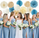 Light Dusty Blue Beige Champagne Boho Party Decorations 14Pcs Baby