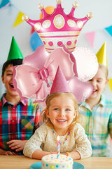 Princess Crown and Hearts Foil Balloon Bouquet Pink 5 Piece Party