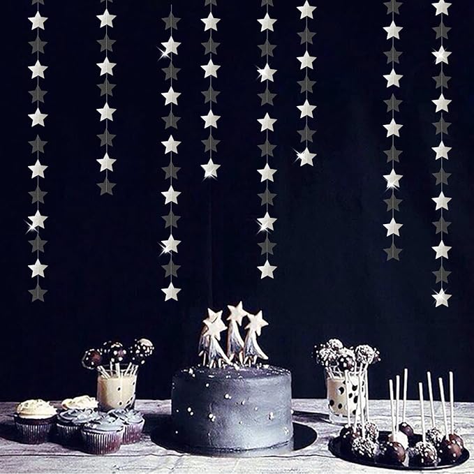 Black Silver Birthday Graduation Party Decorations Garland 62ft