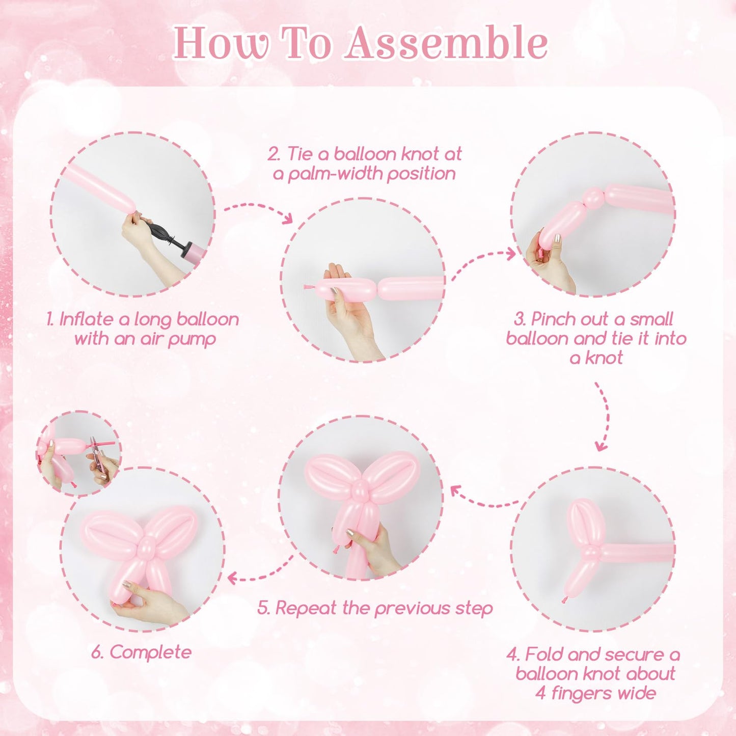 Pink Bow Balloon Arch Kit with Clear Light Pearl Pink and White