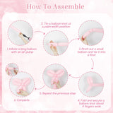 Pink Bow Balloon Arch Kit with Clear Light Pearl Pink and White