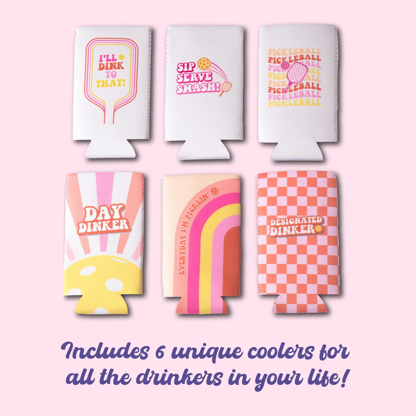 Funny Pickleball Gifts for Women I Pickleball Themed Slim Can Coolers
