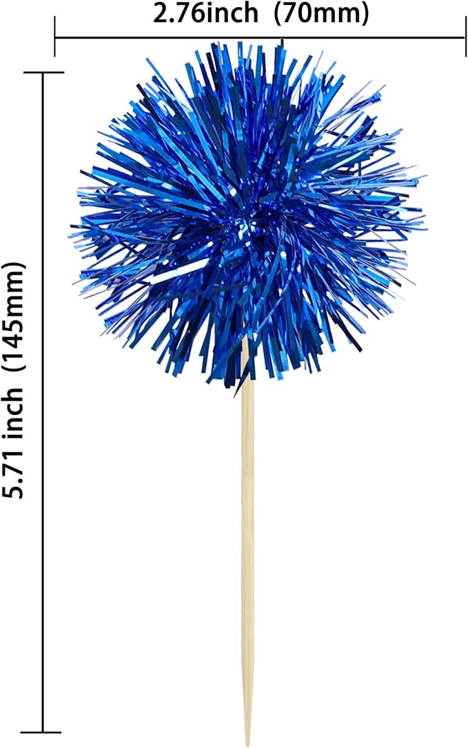 Gyufise 30Pcs Foil Firework Cupcake Toppers Sparkle Tinsel Cake #22