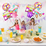 8 PCS Disco Balloons Radio Boombox Roller Skate Balloons for 80s 90s