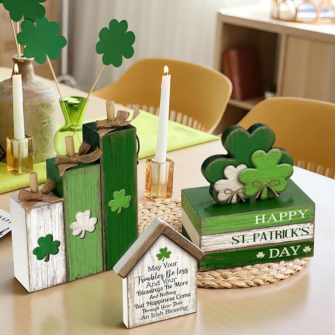 8 Pcs St Patricks Day Decoration St Patrick's Day Table Wood